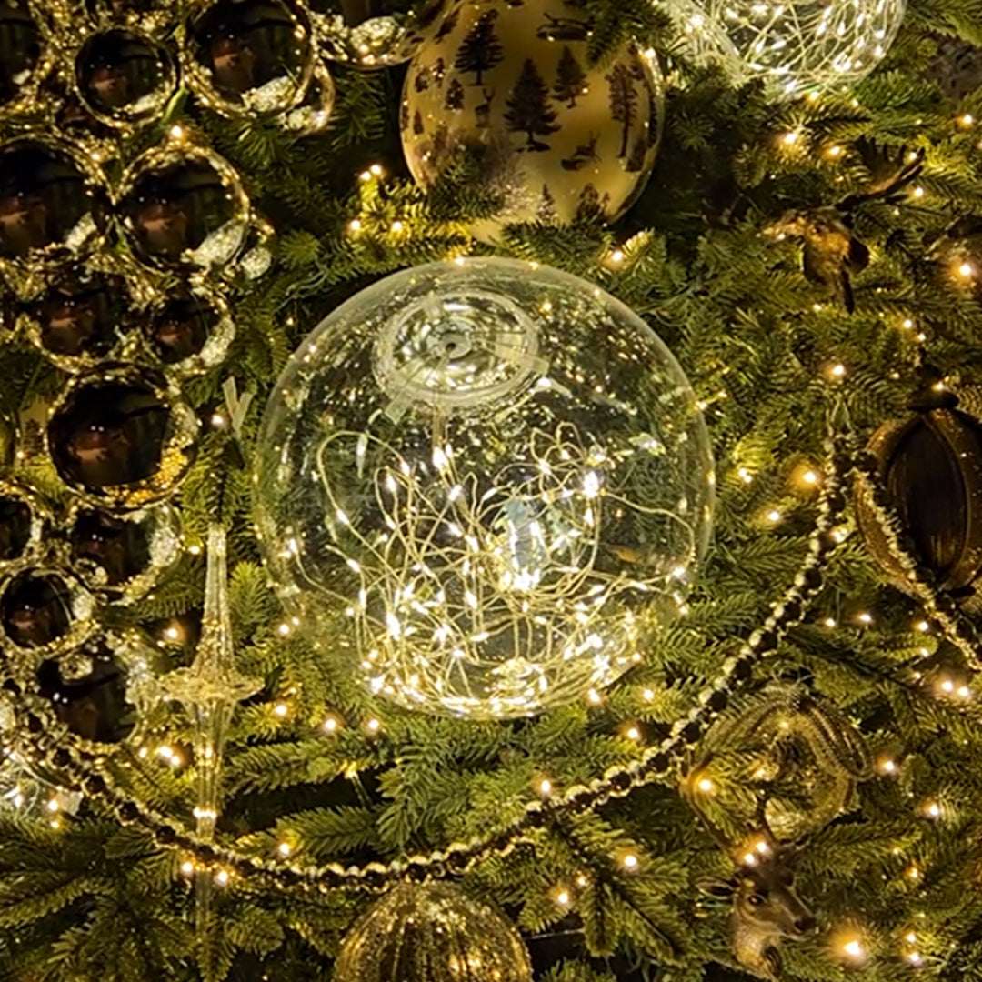 Bola de humo de 110 LED con cable de 5 metros y adaptador UL3V 25cm Transparente (smokey+ classic warm)