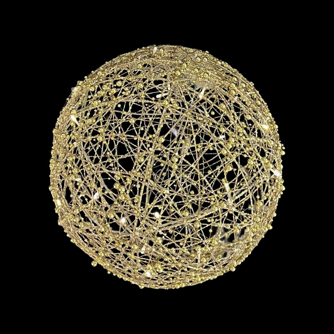 ESFERA DE LUZ DORADA 25cm with pearls, w/30lights