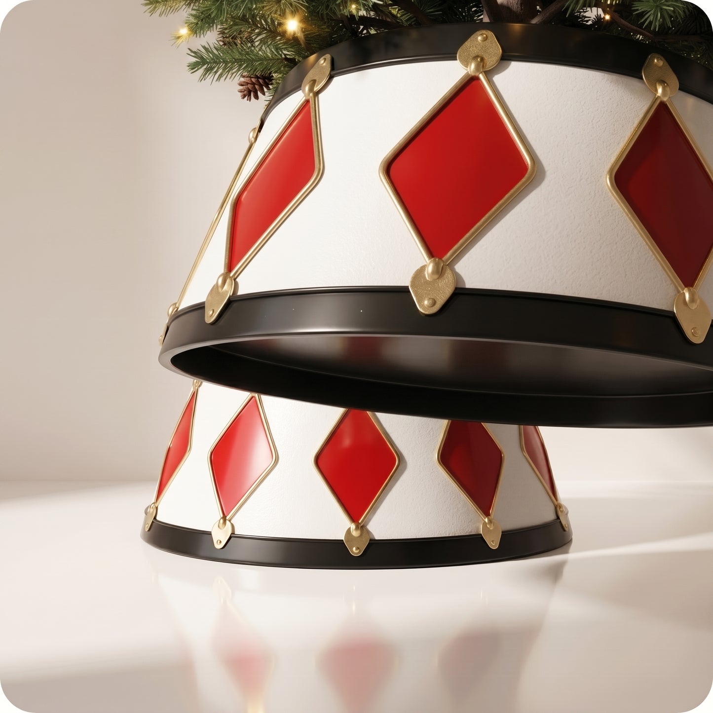 Base de árbol dorada con piedras