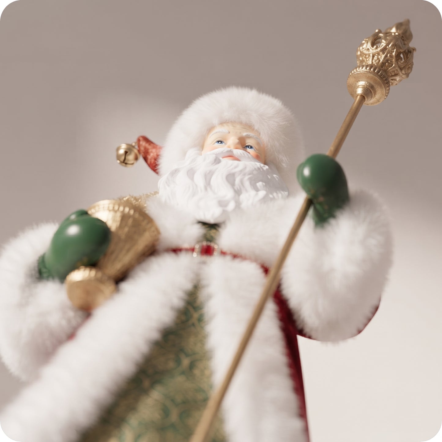 Santa Claus de resina con terciopelo rojo y verde