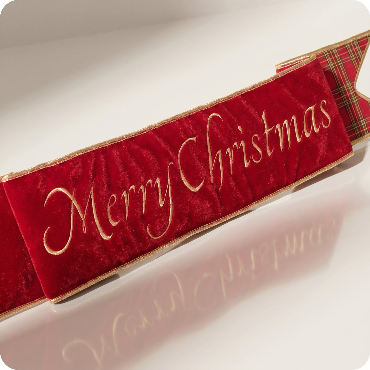 Bandera de tela plata con la inscripción "merry xmas"
