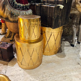 SET DE TAMBORES DORADOS, H25/35/45cm,Double used as stand and pots.