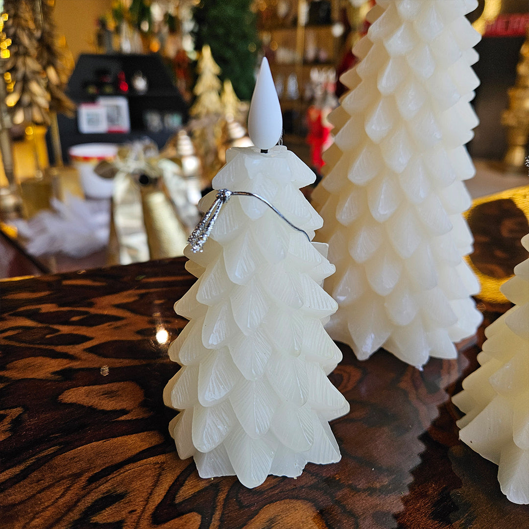 VELAS AROMATIZANTES ARBOL CON LUZ LED ON-OFF 7x12.8cm Beige