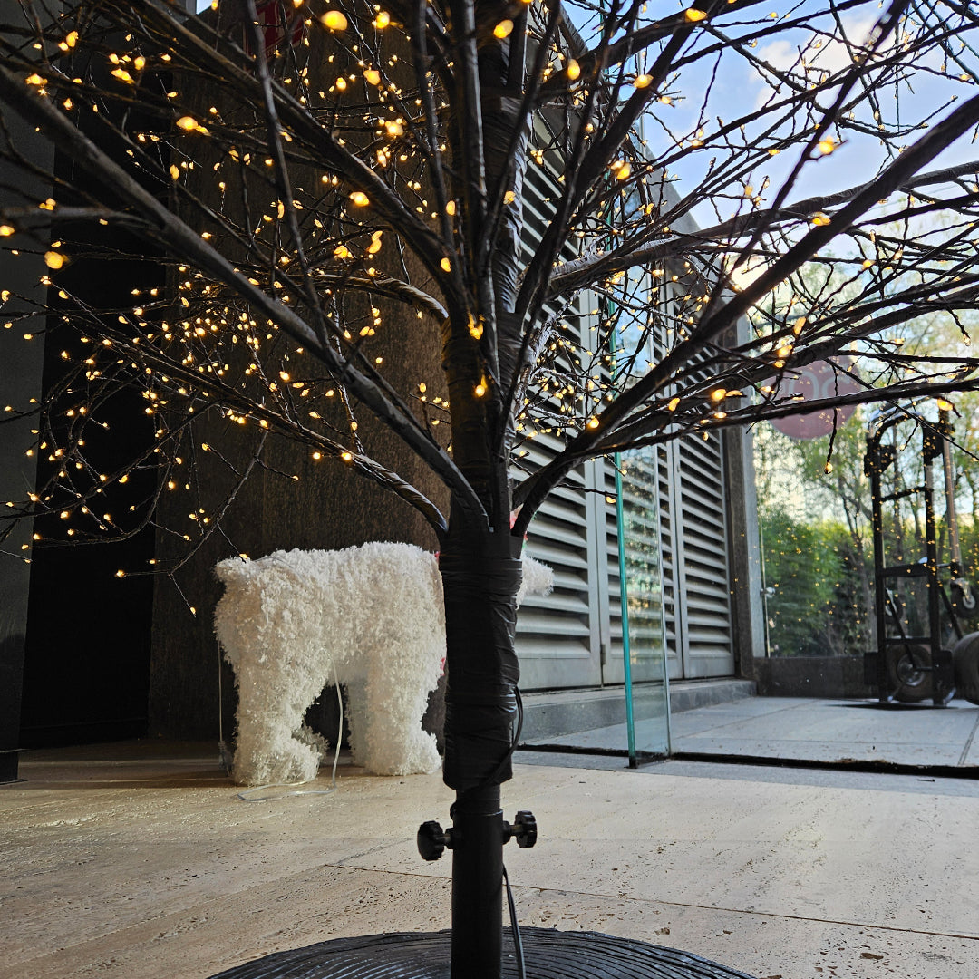 Árbol 1440 luces blancas cálidas, adaptador UL IP44, base de resina, 5m cable 150cm Negro 1U/U