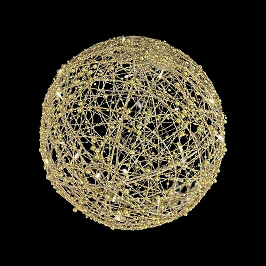 ESFERA DE LUZ DORADA 30cm with pearls, w/30lights
