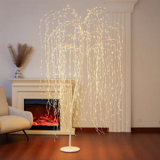 ARBOL WILLOW CON  LUZ LED BLANCA 183CM 768 lights?BASE DE METAL 22cm 5mleadwire?BS IP20 adaptor 24V?with 10% flashing lights
