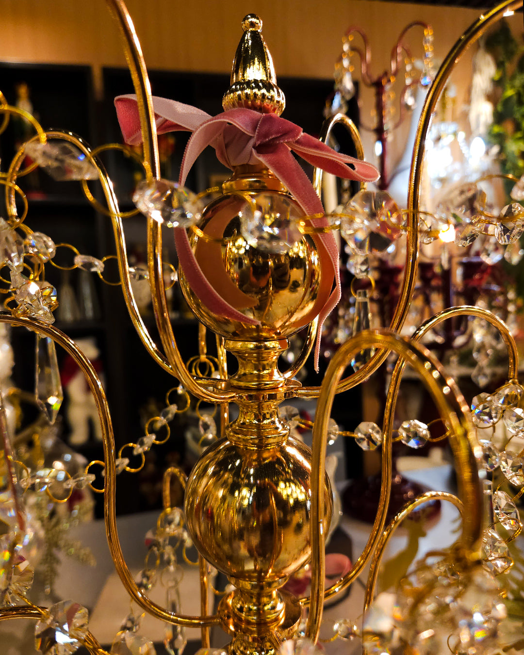 Candelabro chapado en níquel con cristal 44*22*62CM Dorado