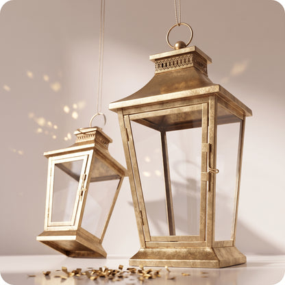 Candelabros rectangulares con cristal dorados