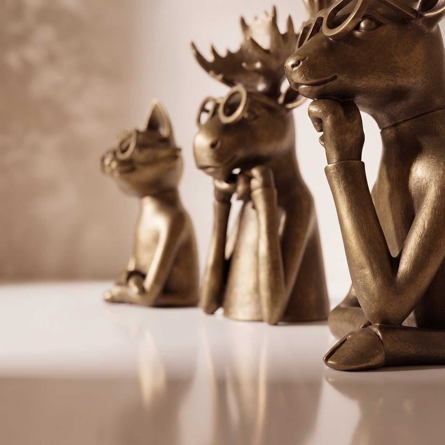 Set de 3 animales dorados