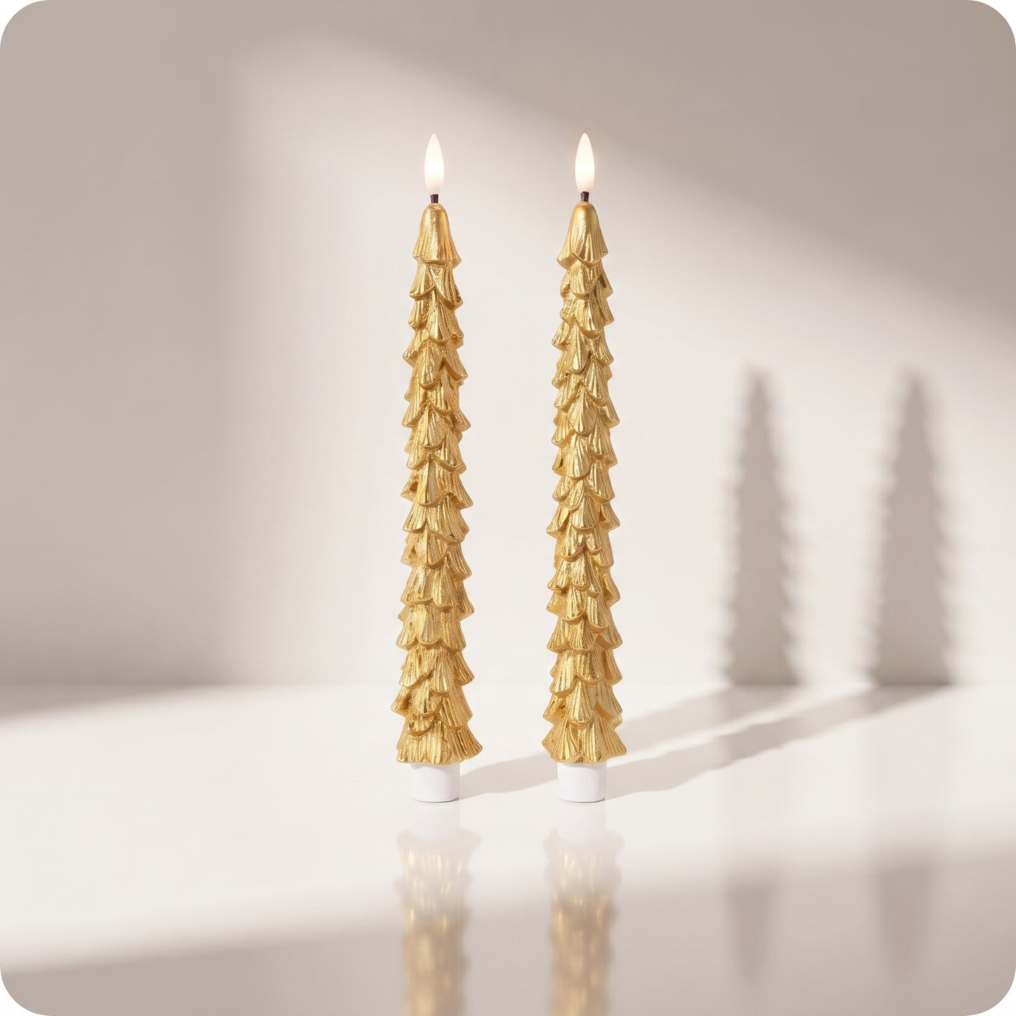 Set de 2 velas de árbol doradas