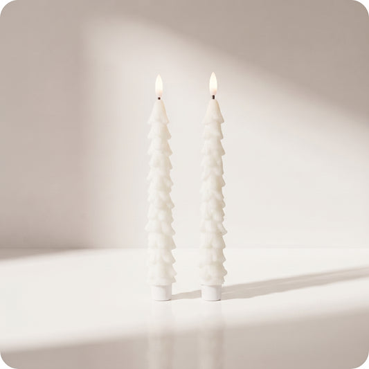 Set de 2 velas de árbol blancas