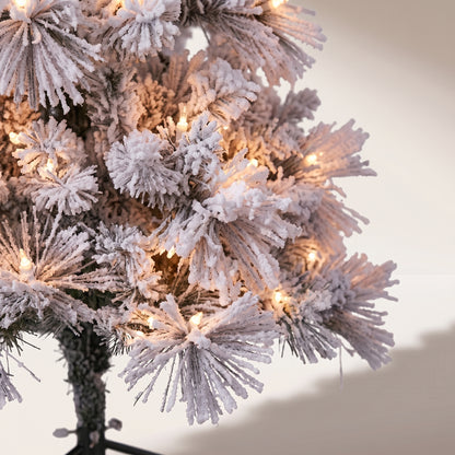 Árbol iceland nevado con luz led calida