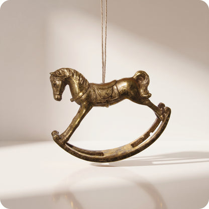 Esfera de caballo mecedor dorado 12 cm