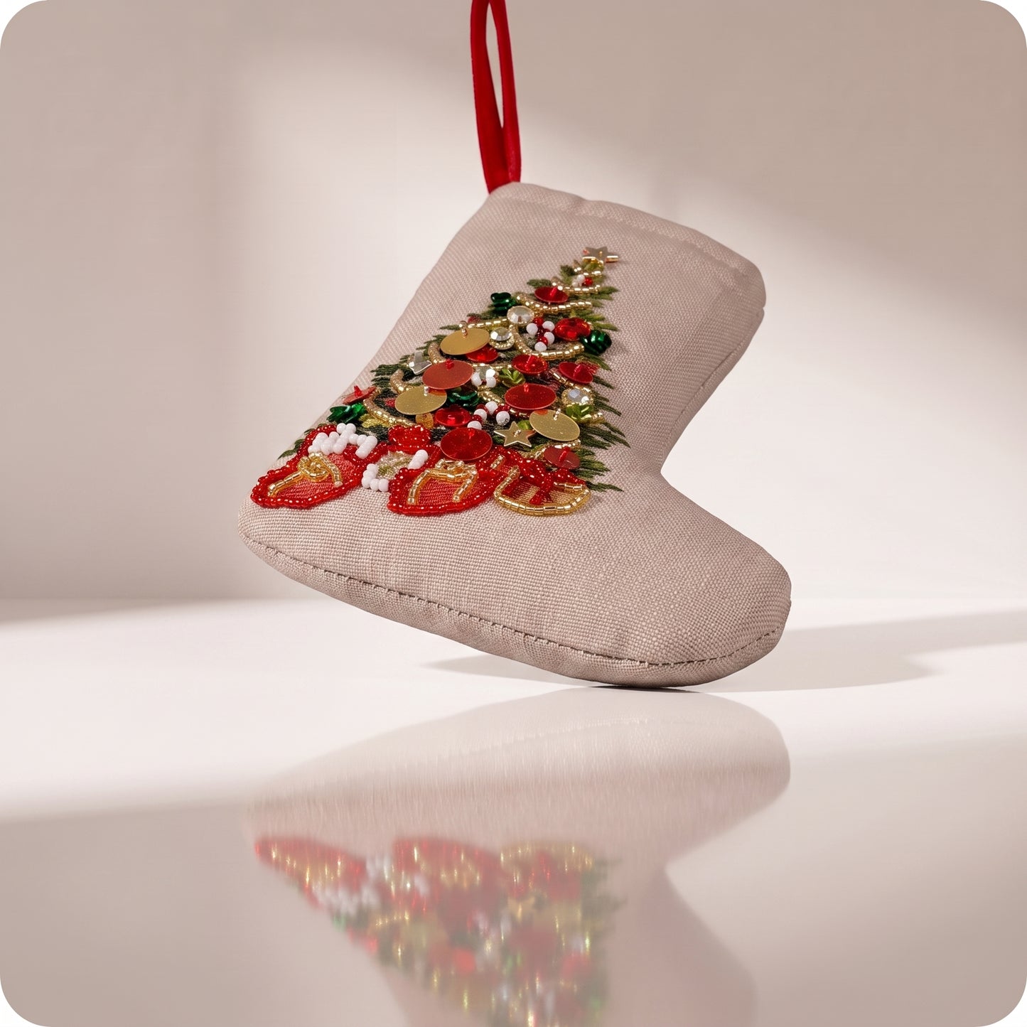 Bota de algodón con árbol de cuentas