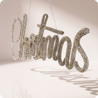 Esfera christmas con brillo rigido plateado 32 cm