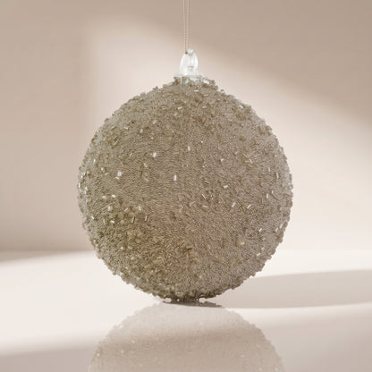 Esfera de cristal plateada con mini piedras plateadas 10 cm