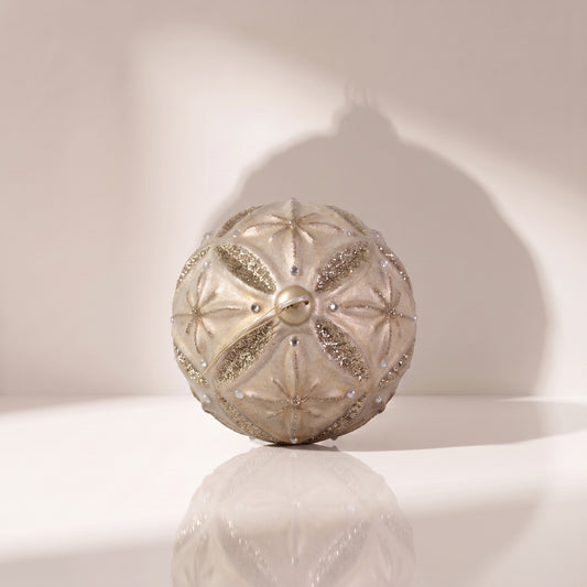 Esfera de cristal con purpurina entre rombos 12 cm
