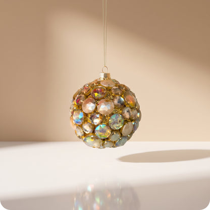 Esfera Oro de bola de joya con brillos dorados
