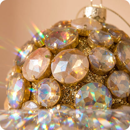 Esfera Oro de bola de joya con brillos dorados