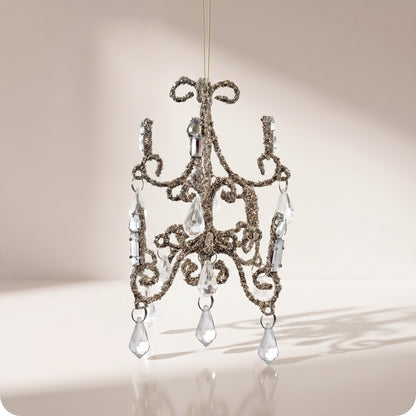Esfera candelabro de vidrio plateado con cristales 15 cm