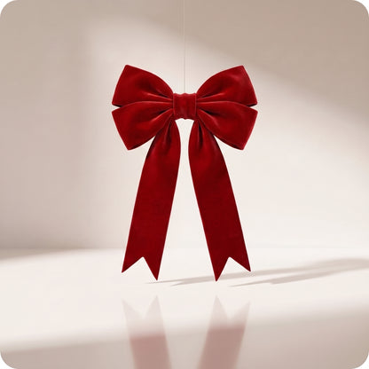 Moño doble de terciopelo rojo navidad y puntas finas
