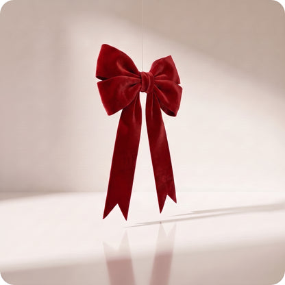 Moño doble de terciopelo rojo navidad y puntas finas