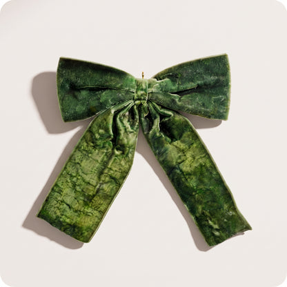 Moño de terciopelo verde fino
