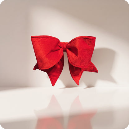 Moño mini elegante de terciopelo rojo navidad
