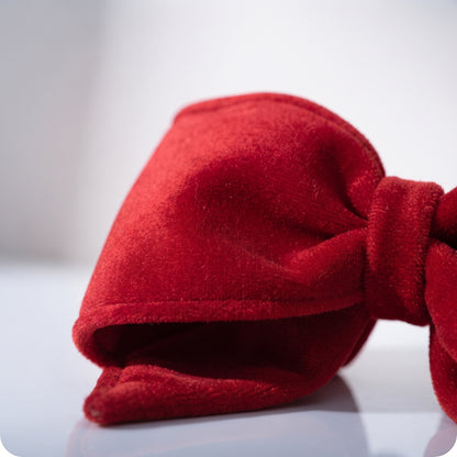 Moño mini elegante de terciopelo rojo navidad