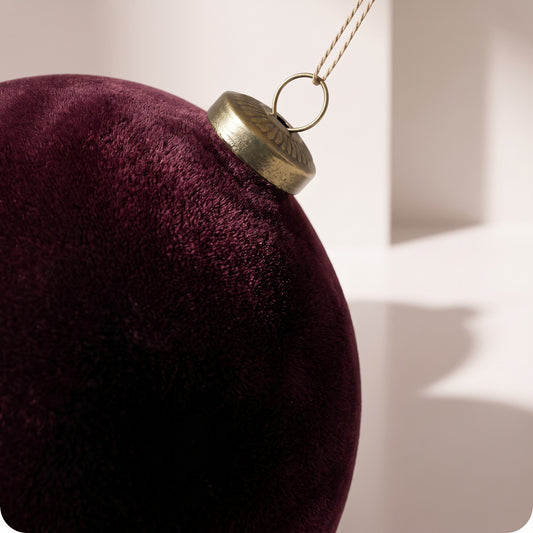 Esfera de cristal de terciopelo burdeos