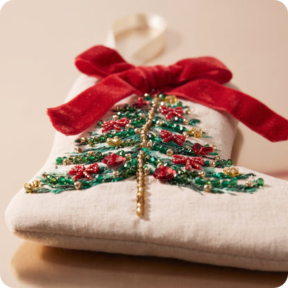 Bota de algodón con árbol de cuentas y crema de lazo