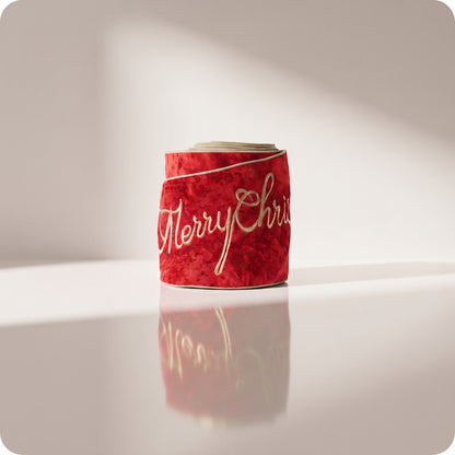 Liston de terciopelo bordado rojo "merry xmas"