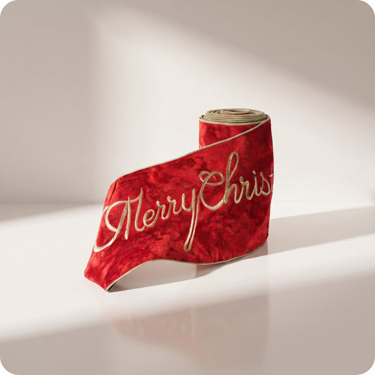 Liston de terciopelo bordado rojo "merry xmas"