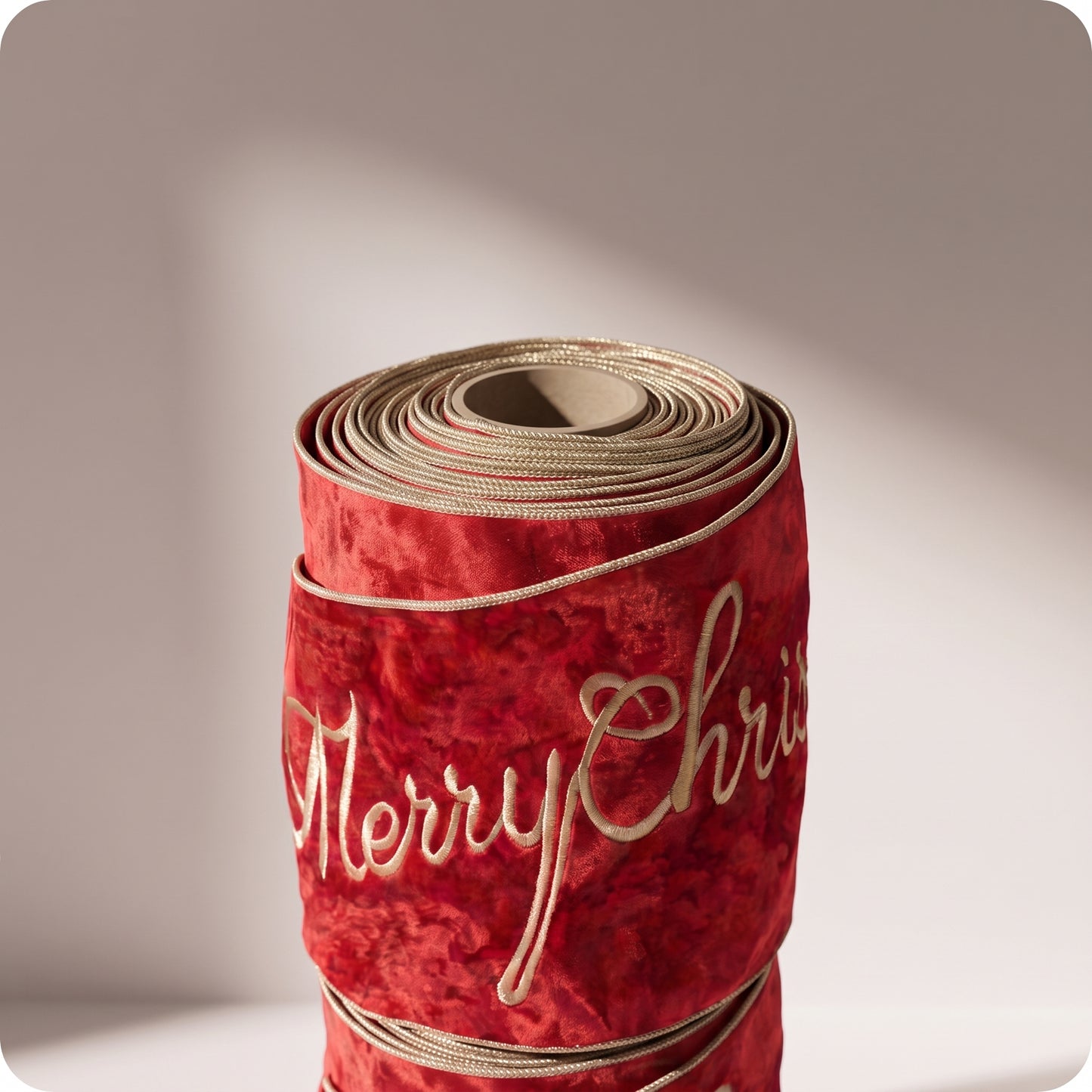 Liston de terciopelo bordado rojo "merry xmas"