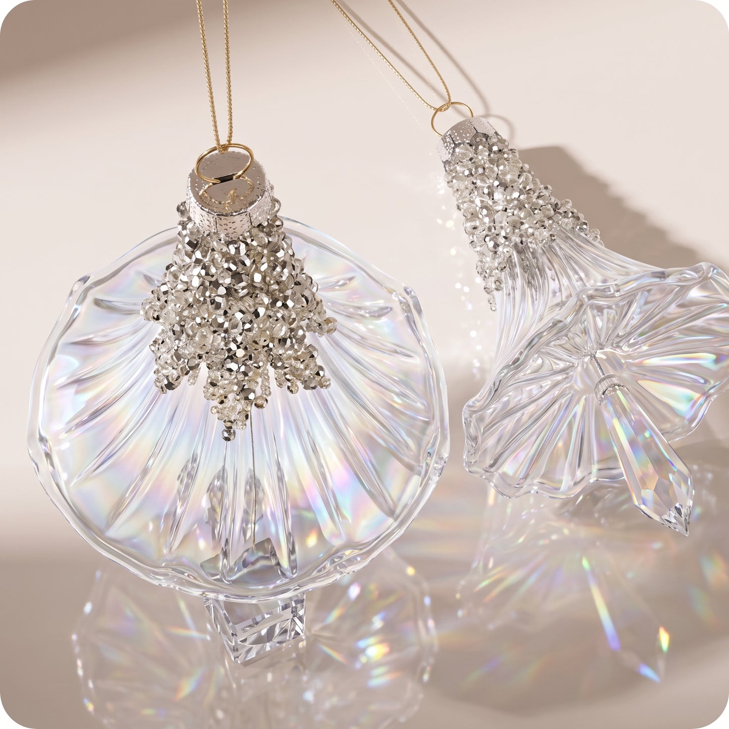 Esferas de candelabro de cristal con brillos en la punta 14 y 19 cm