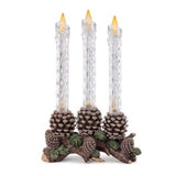 CANDELABRO DE PIÑAS CON LUZ LED LED DE BATERIAS AA TIMER DE 6 HORAS 25.5 X 39.5 CM