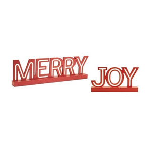 SET DE 2 LETREROS JOY Y MERRY DE LUZ LED Joy and Merry USA BATERIAS AA JOY 34.5 X 17 CM MERRY 61 X 17 CM