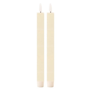 SET DE 2 VELAS BLANCAS ELECTRICAS CON CERA REAL USA BATERIAS AAA 28 CM