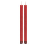 SET DE 2 VELAS ROJAS ELECTRICAS CON CERA REAL USA BATERIAS AAA 28 CM