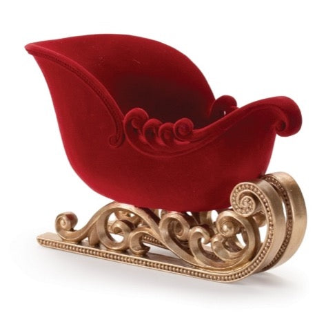 TRINEO ROJO DE RESINA CO TERCIOPELO 33 X 20.3 CM