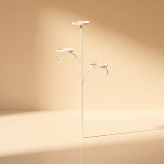 Porta vela de 3 pisos de aluminio blanco para árbol