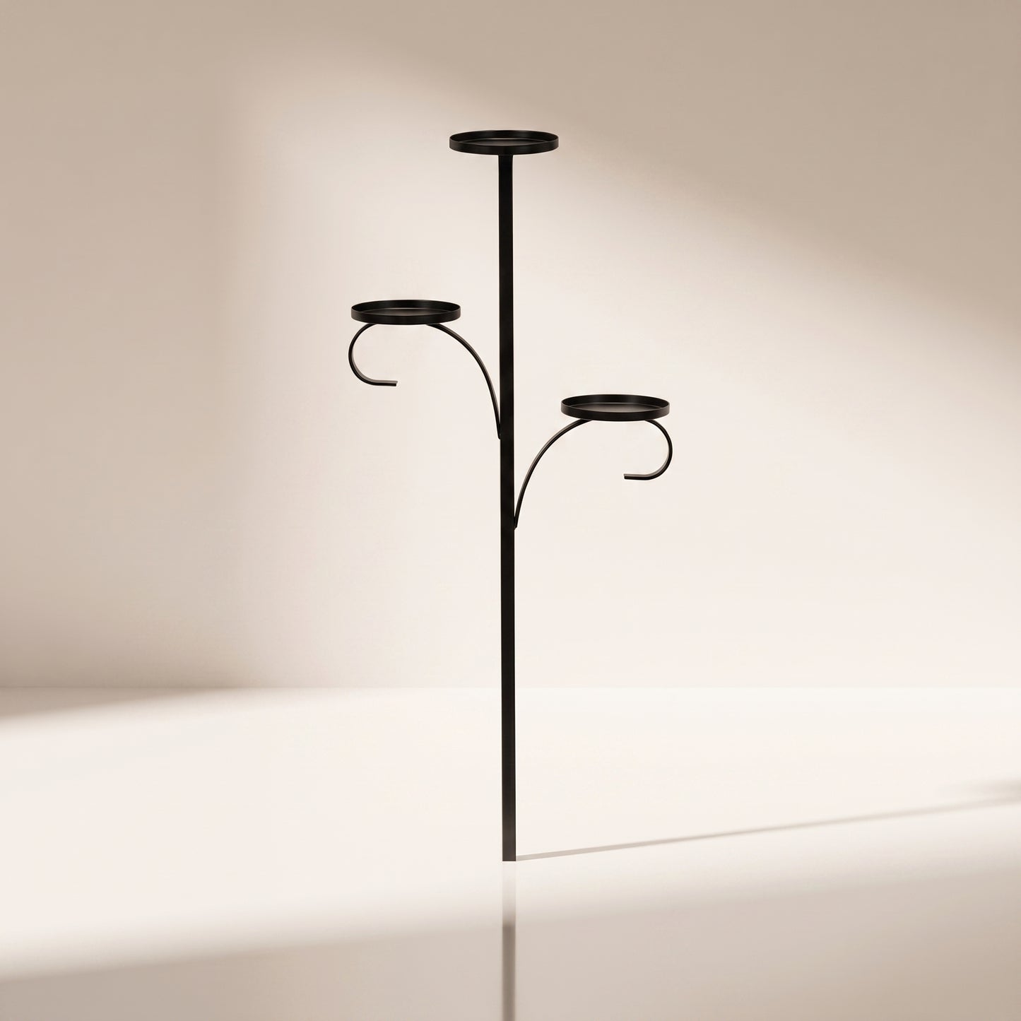 Porta vela de 3 pisos de aluminio negro para árbol
