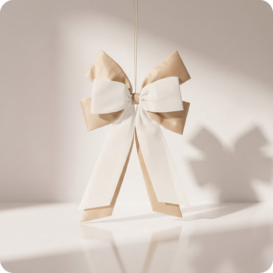 Moño doble café con beige elegante