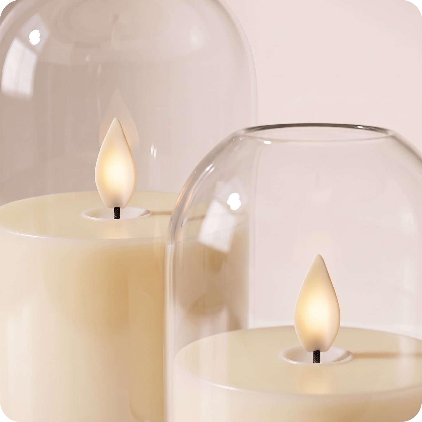 Lámpara con vela decorativa trasparente con luz led