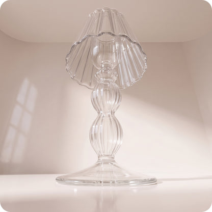 Lámpara decorativa transparente de mesa de rayas y luz rgb