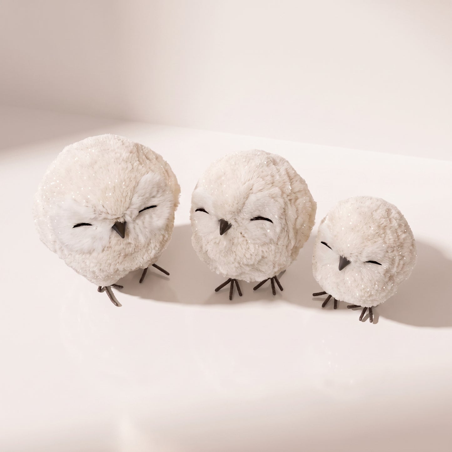 Set de 3 búhos bebés blancos