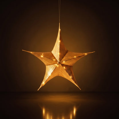 Estrella dorada 3d con luz led y baterías