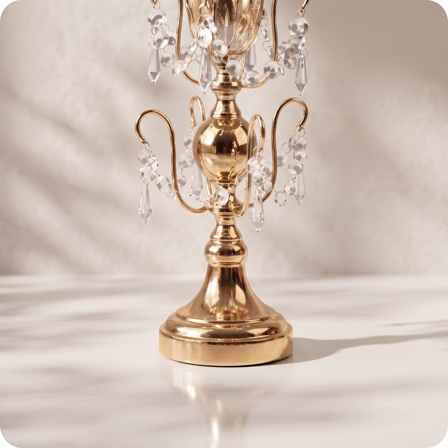 Candelabro chapado en níquel con cristal dorado pequeño