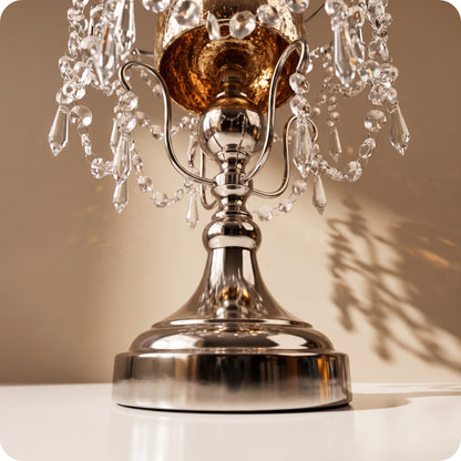 Candelabro chapado en níquel con cristal plateado pequeño