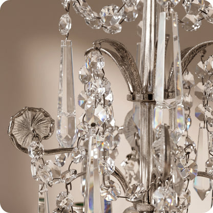 Candelabro chapado en níquel con cristal pico plateado